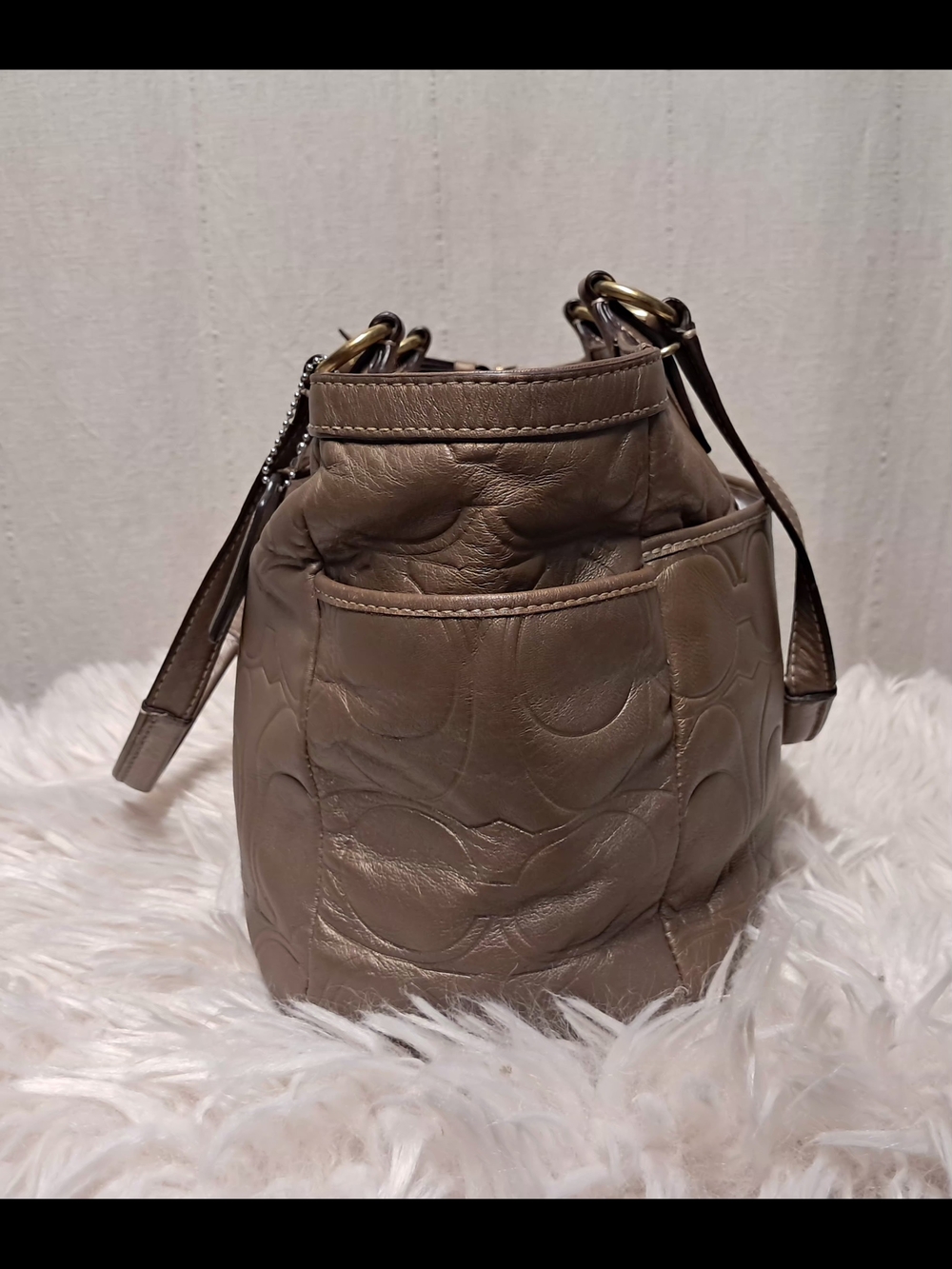 Vintage Y2K Coach Gallery Embossed Leather Tote Bag F20742 Metallic Like New - Picture 9 of 12